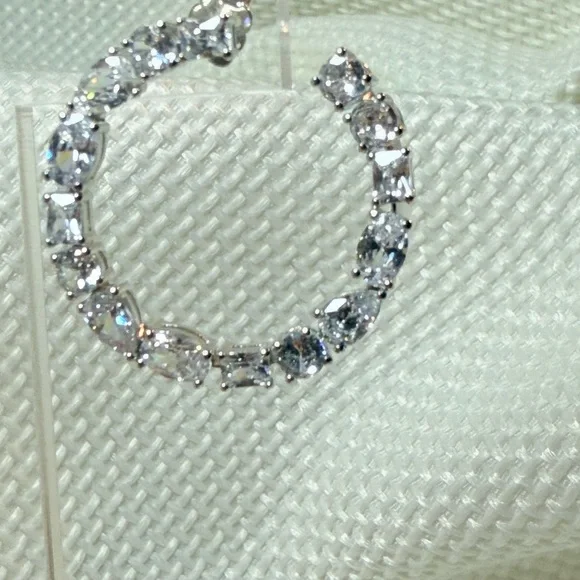 Eliot Danori Sparkling Silver Crystal Hoops - Picture 4 of 8